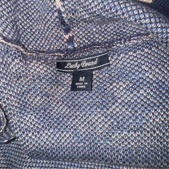 Lucky Brand Sweater Women's Sz M Tribal Print Open Front Waterfall Cardigan - Picture 5 of 5